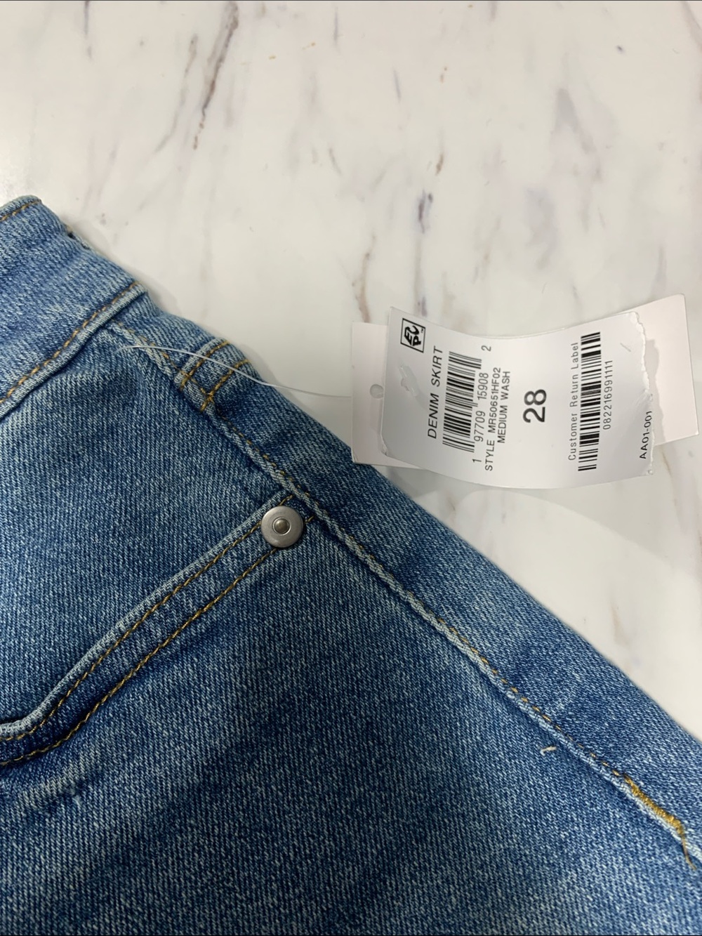 Frayed-Trim Blue Denim Maxi Skirt with Front Slit - Picture 5 of 9